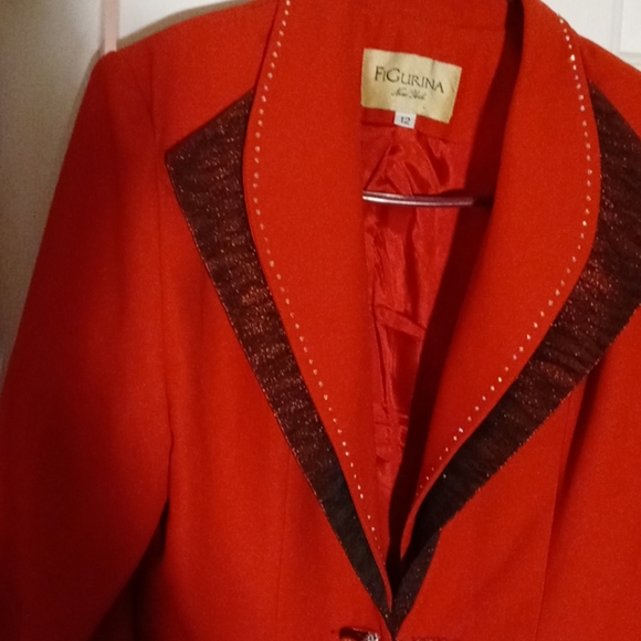 Rare Figurina Women's Size 12 Red NY Skirt Suit - Picture 3 of 8